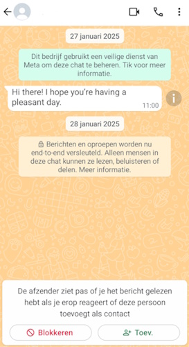 Onbekend nummer WhatsApp (Android)